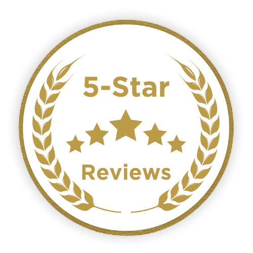 5-star reviews badge for W.I.P Services construction site cleaning and temp labor in Utah