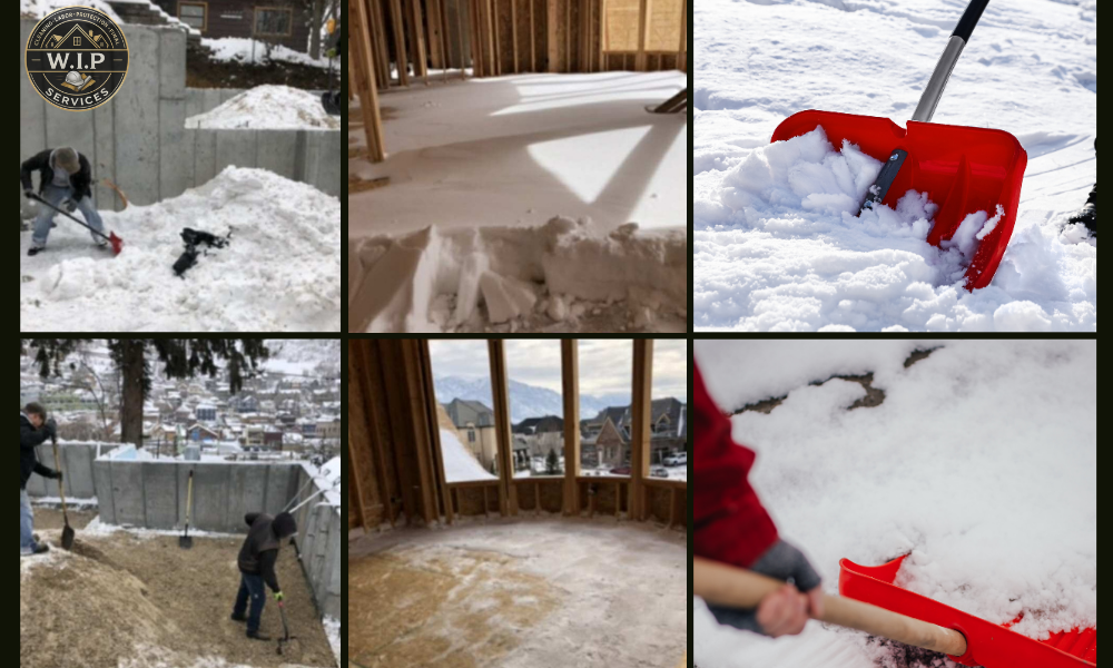 Snow removal on active residential construction site in Park City Utah