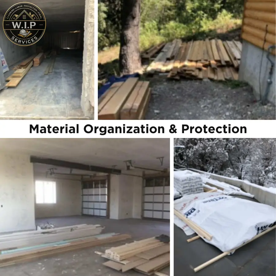 Lumber and materials organized and covered on a Heber area construction site