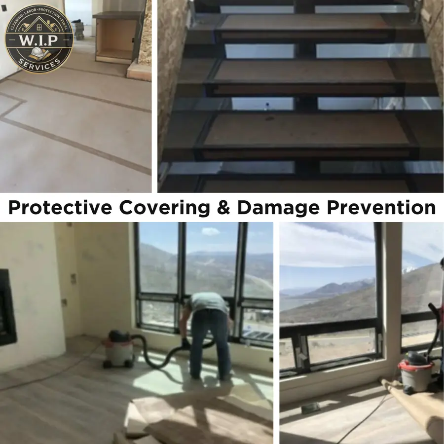 Protective floor covering installed during construction cleaning on a Utah home